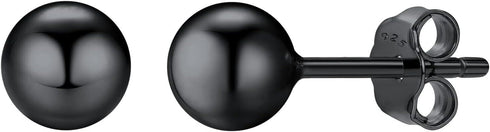 6Pairs 316L Surgical Steel Black Ball Round 3/4/5/6/7/8mm Men Women Stud Earring